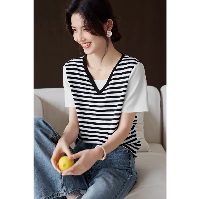 Mu Xiao Xin T Shirt Women's Black White-2