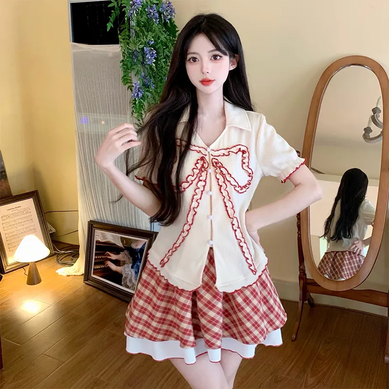 Mu Xiao Xin Two Piece Skirt Sets Women's-0