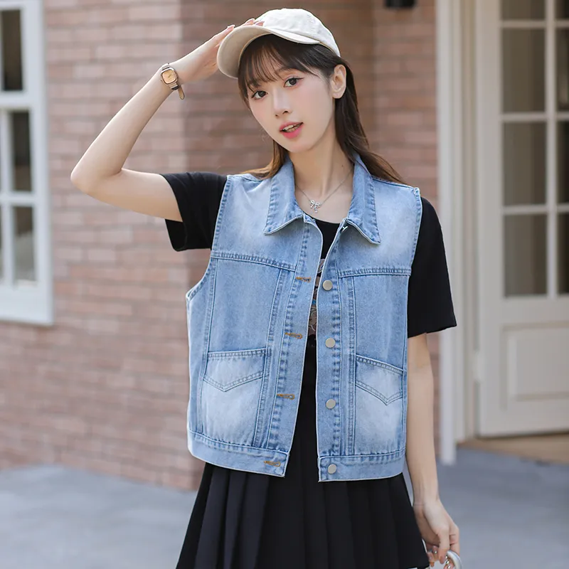 Mu Xiao Xin Vests Women's Blue-1
