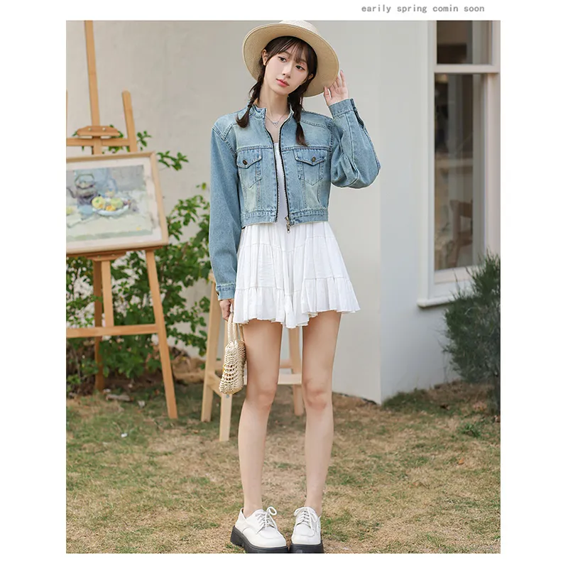 Mu Xiao Xin Denim Jacket Women's Blue-1