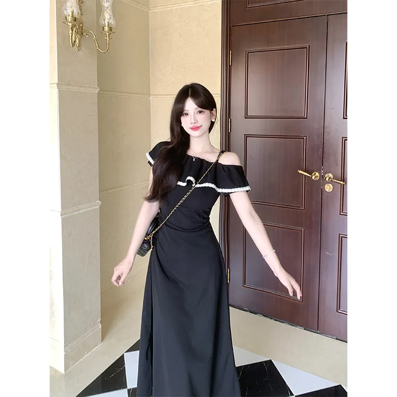 Mu Xiao Xin Slip Dresses Women's Black-4