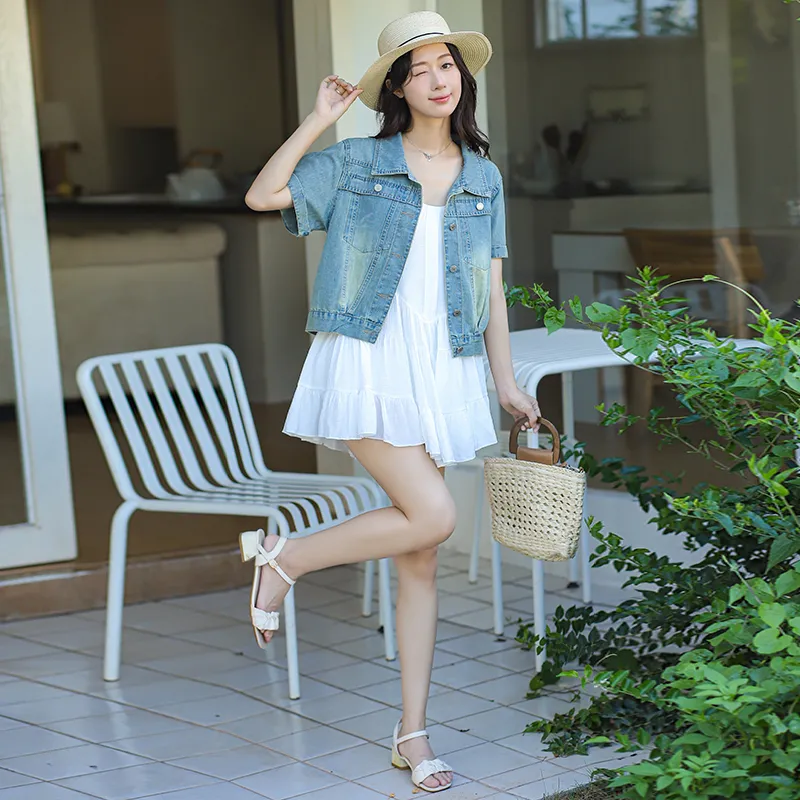 Mu Xiao Xin Denim Jacket Women's Blue-3