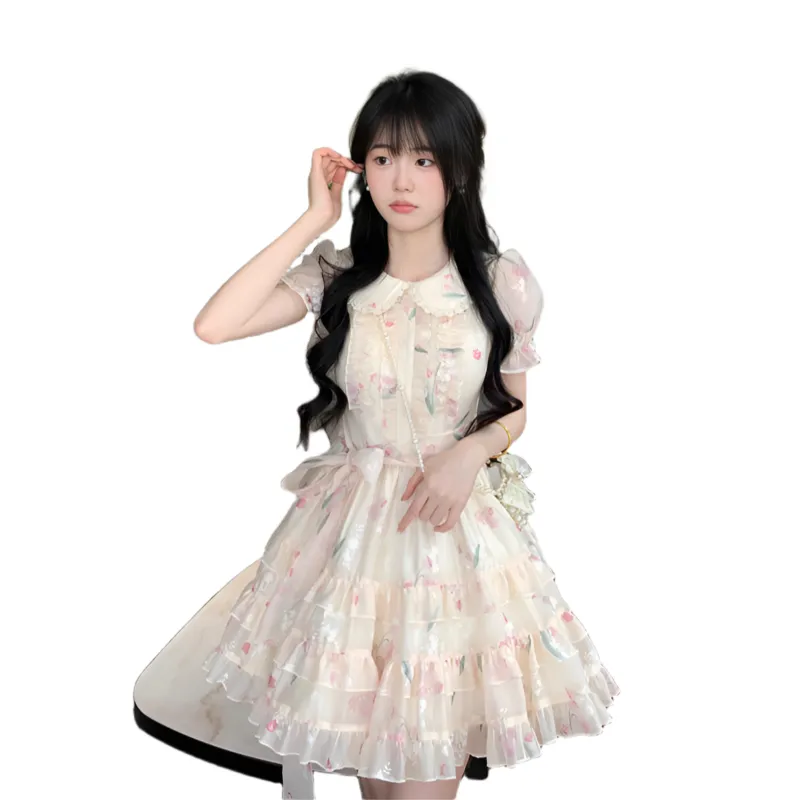 GUAILILUOLI Short Sleeved Dress Women's-3