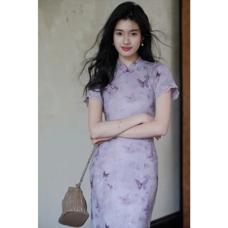 MDEHT Cheongsams Women's Purple-5