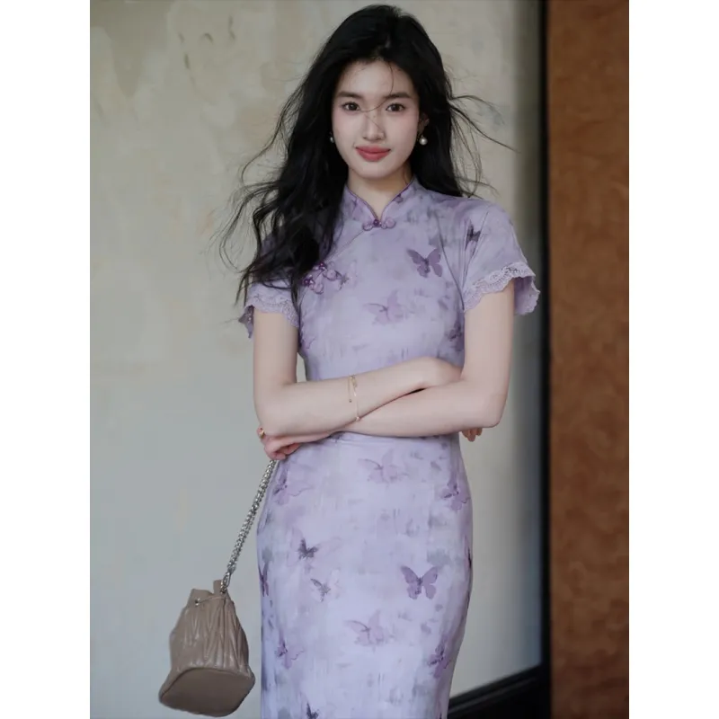 MDEHT Cheongsams Women's Purple-1