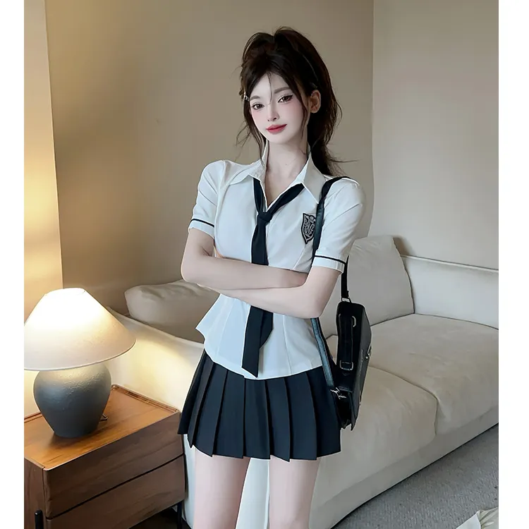 MDEHT Uniforms Women's Shirt Tie+Black Dress Set-1