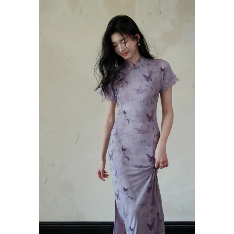 MDEHT Cheongsams Women's Purple-4