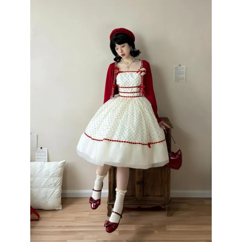 MDEHT Lolita Dresses Women's Camisole Dress+Cardigan-1