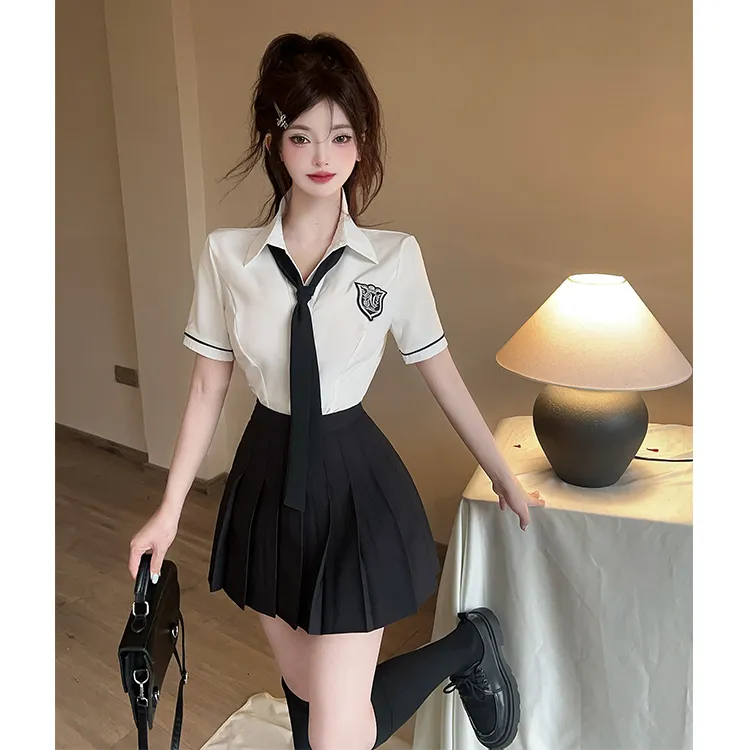 MDEHT Uniforms Women's Shirt Tie+Black Dress Set-0
