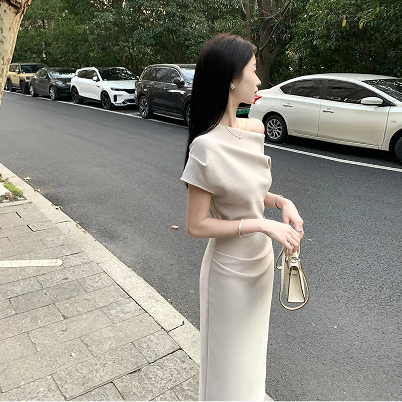 MDEHT Sleeveless Dresses Women's Gray Apricot-5
