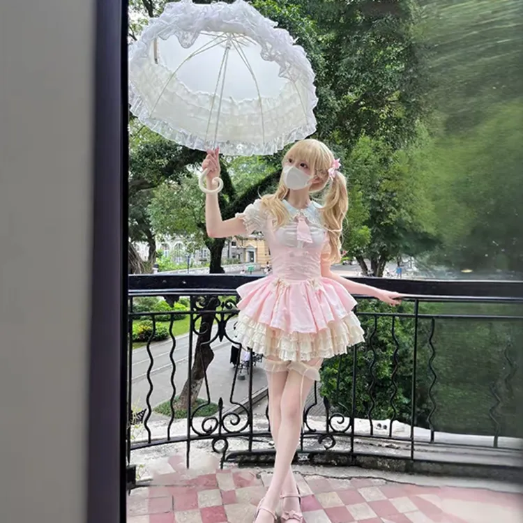 MDEHT Lolita Dresses Women's Apricot Pink Princess Dress-2