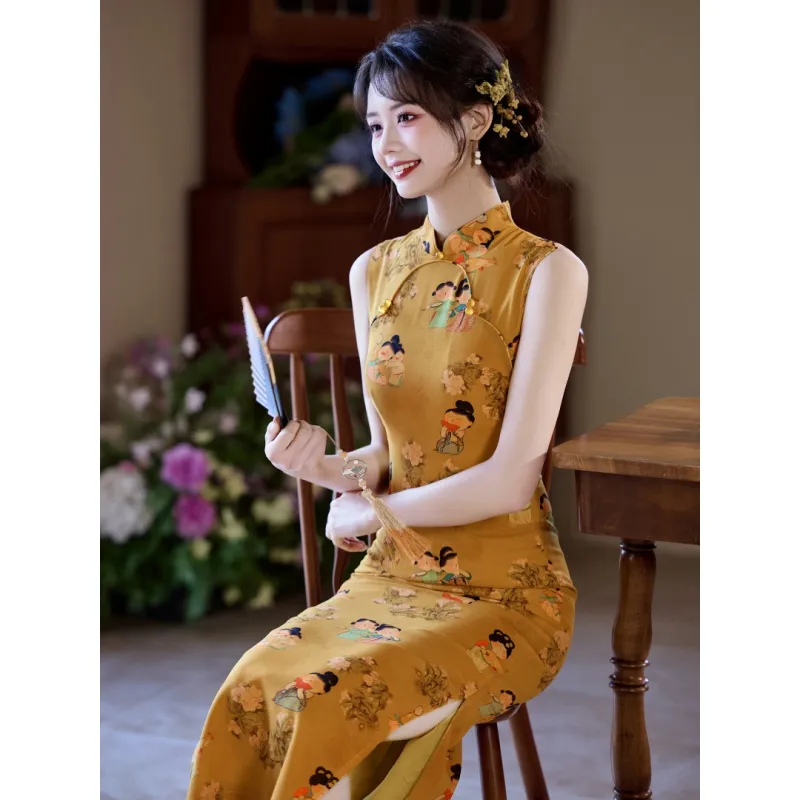 MDEHT Cheongsams Women's Yellow-1