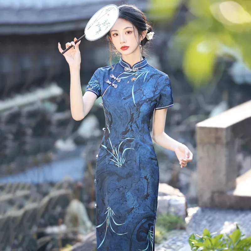 / Cheongsams Women's Dark Blue-1
