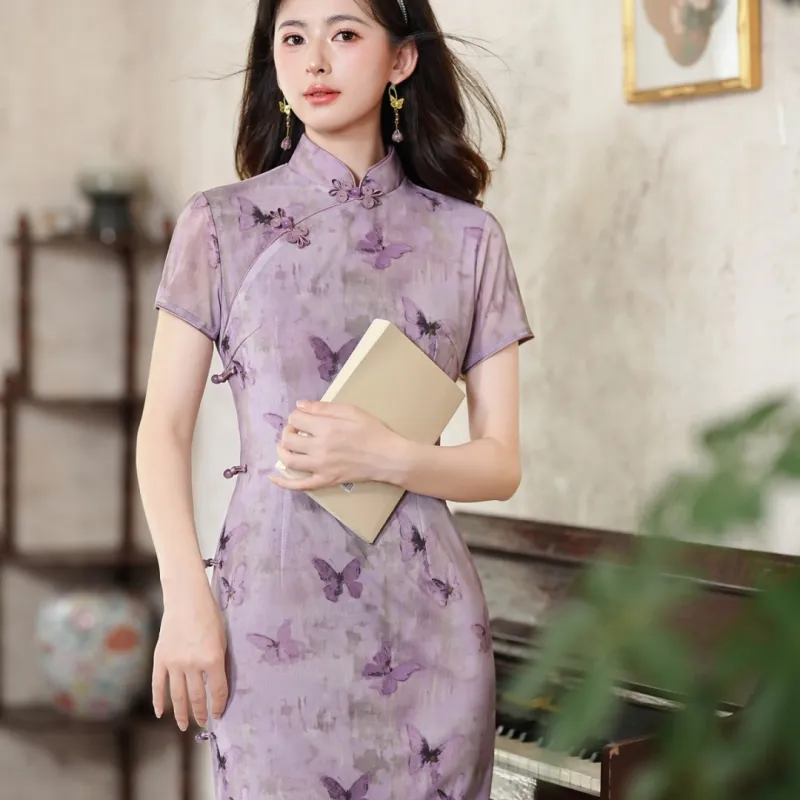MDEHT Cheongsams Women's Light Purple-4