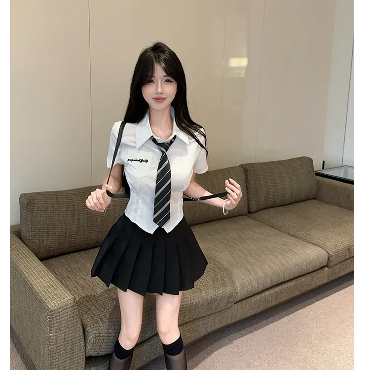 MDEHT Uniforms Women's Shirt Tie+Black Dress Set-2