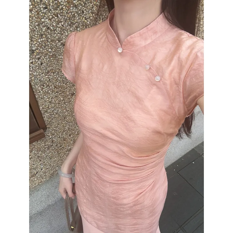 MDEHT Cheongsams Women's Orange Pink-3
