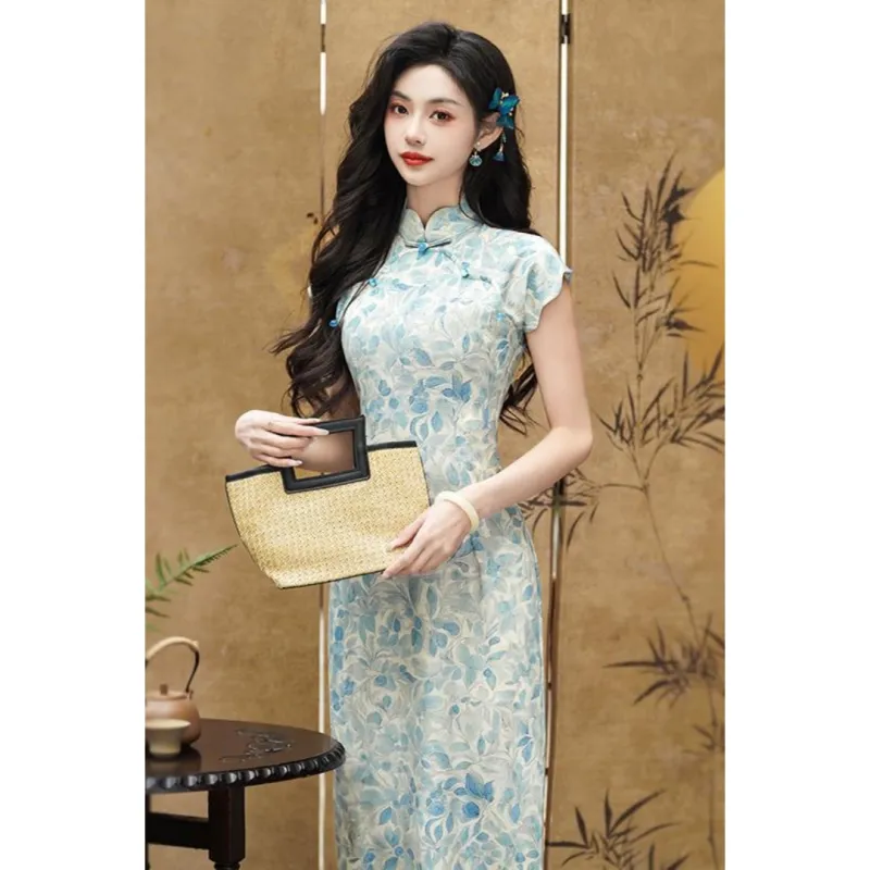 MDEHT Cheongsams Women's Soft Blue-5