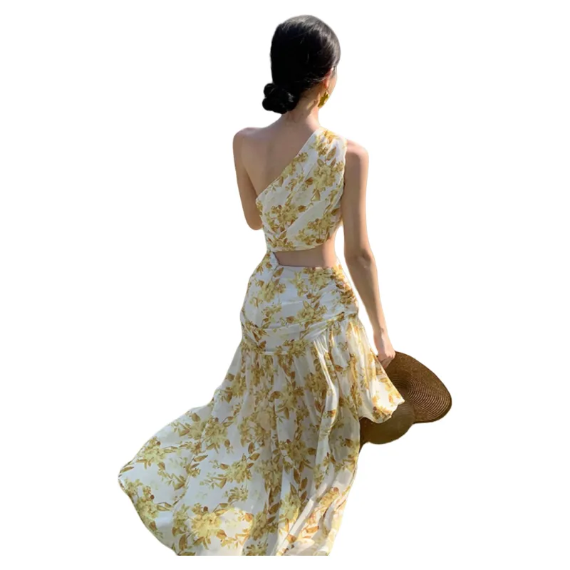 MDEHT Sleeveless Dresses Women's Yellow-1