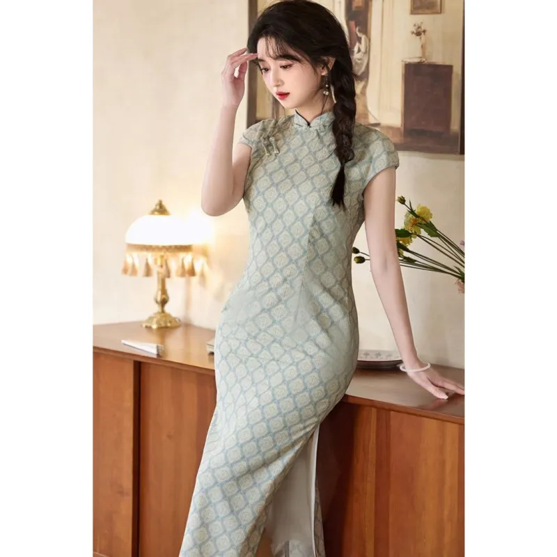 MDEHT Cheongsams Women's Blue Smoke-5