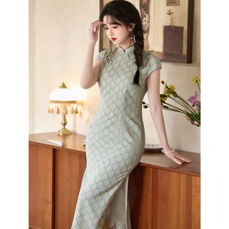 MDEHT Cheongsams Women's Blue Smoke-1