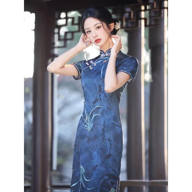 / Cheongsams Women's Dark Blue-4
