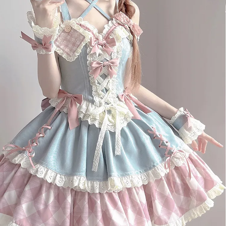 MDEHT Lolita Dresses Women's Pink Blue-5