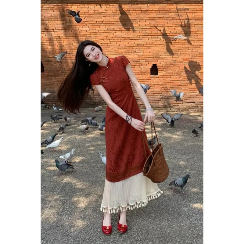 MDEHT Cheongsams Women's Red-5