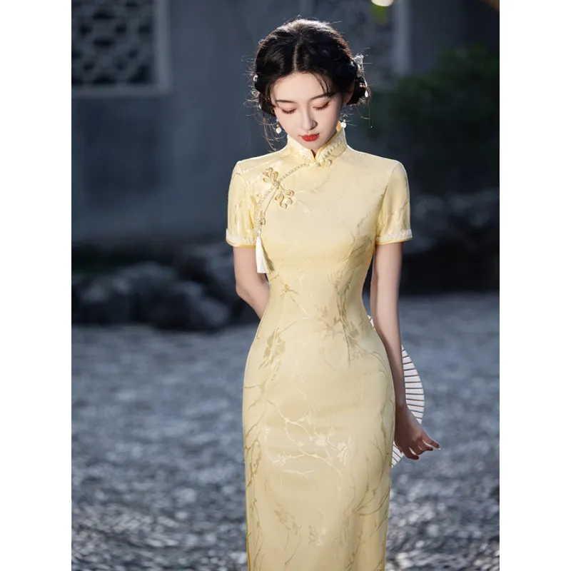 MDEHT Cheongsams Women's Light Yellow-2
