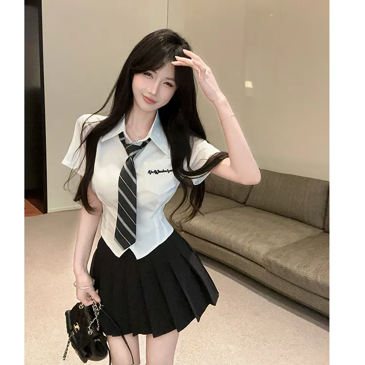 MDEHT Uniforms Women's Shirt Tie+Black Dress Set-3
