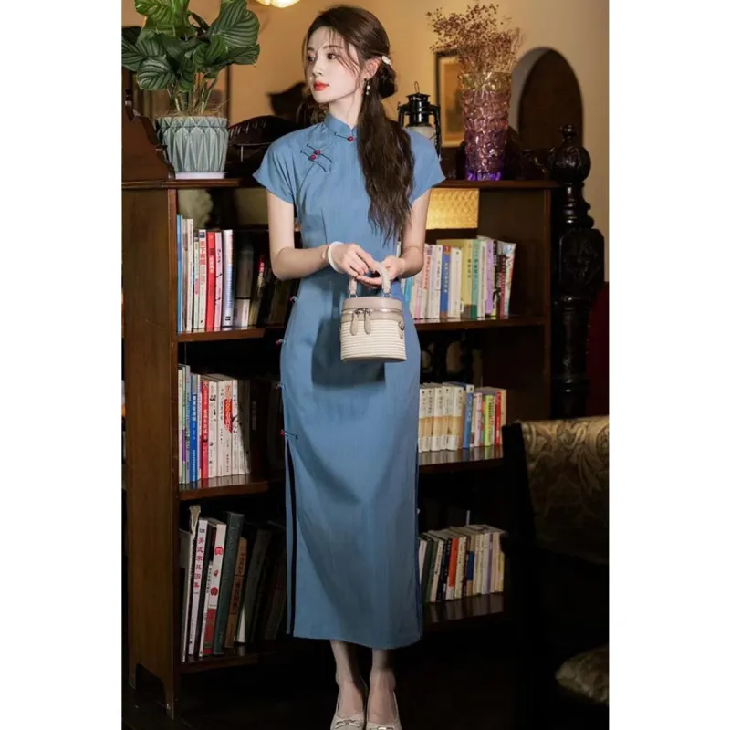 / Cheongsams Women's Blue-4