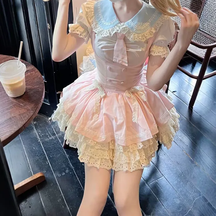 MDEHT Lolita Dresses Women's Apricot Pink Princess Dress-7