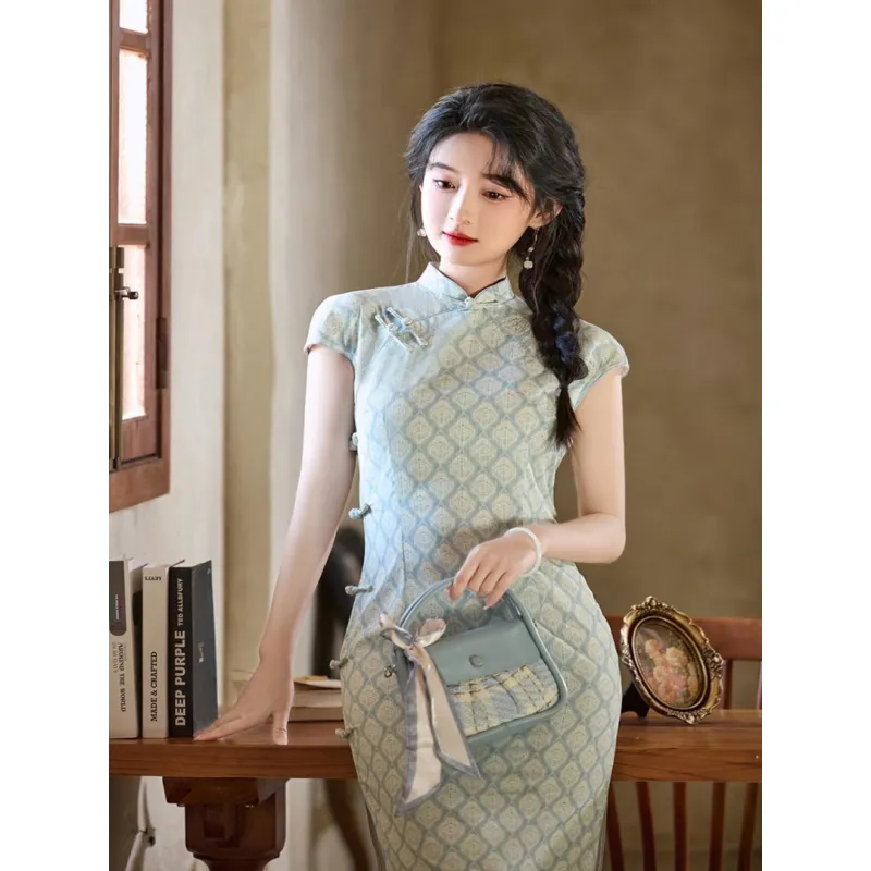 MDEHT Cheongsams Women's Blue Smoke-3