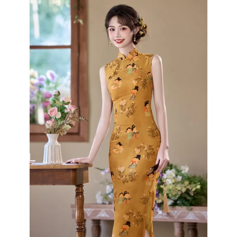 MDEHT Cheongsams Women's Yellow-2