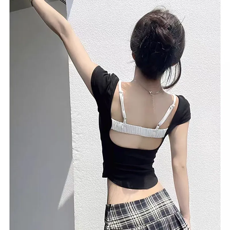 Vine Color Fashion Versatile T Shirt Women's Apricot Single Item-11