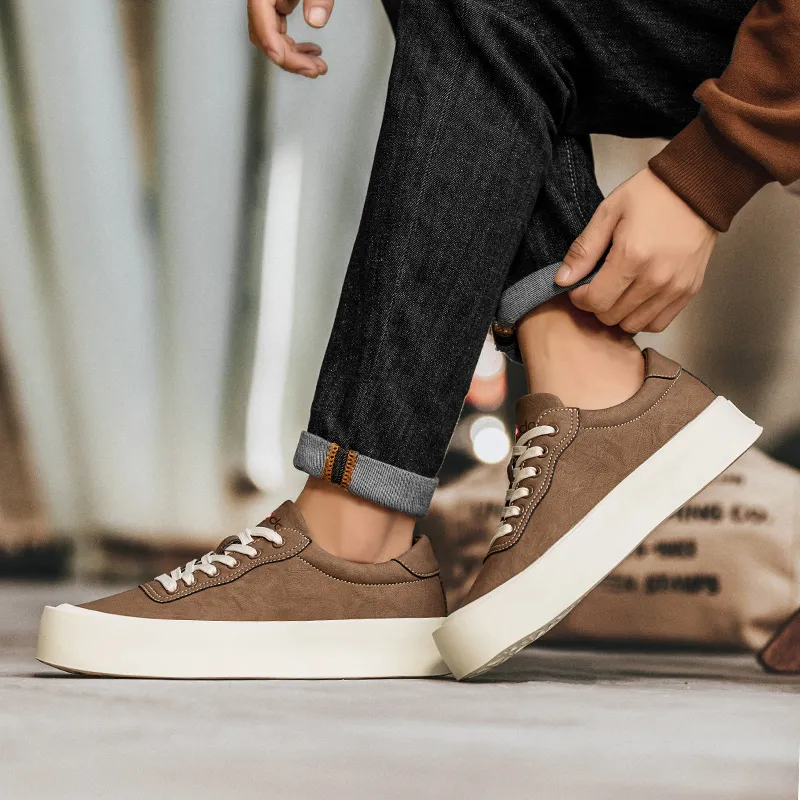 Red Bean Low Top Skateboard Shoes Men's-3
