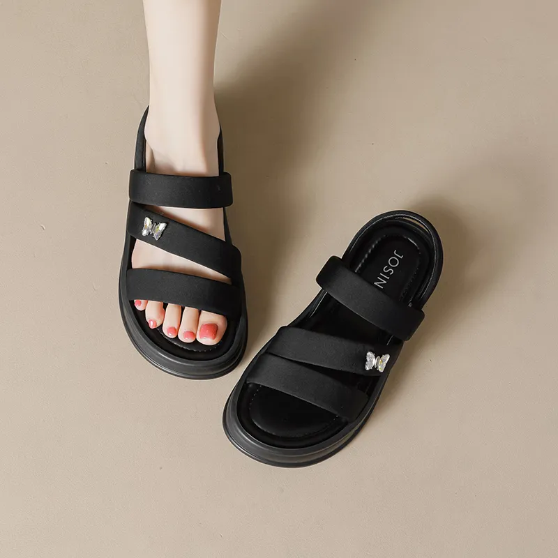 JOSINY One Strap Sandals Women's Black-4