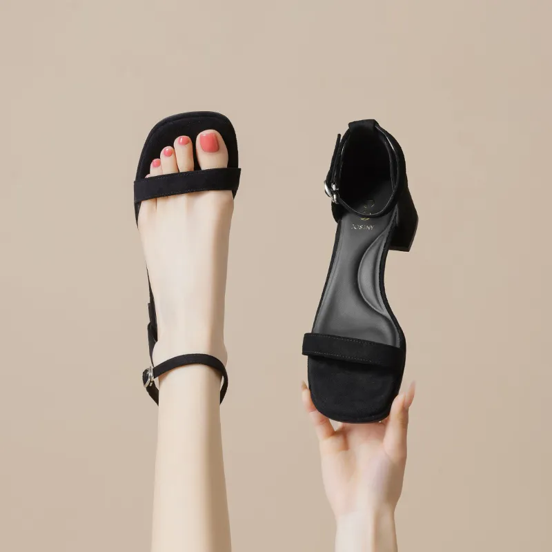 JOSINY One Strap Sandals 5CM Women's Black-7