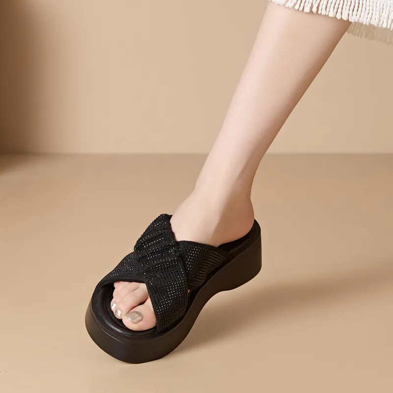 DAPHNE Slide Slippers Women's Silver/Black-3