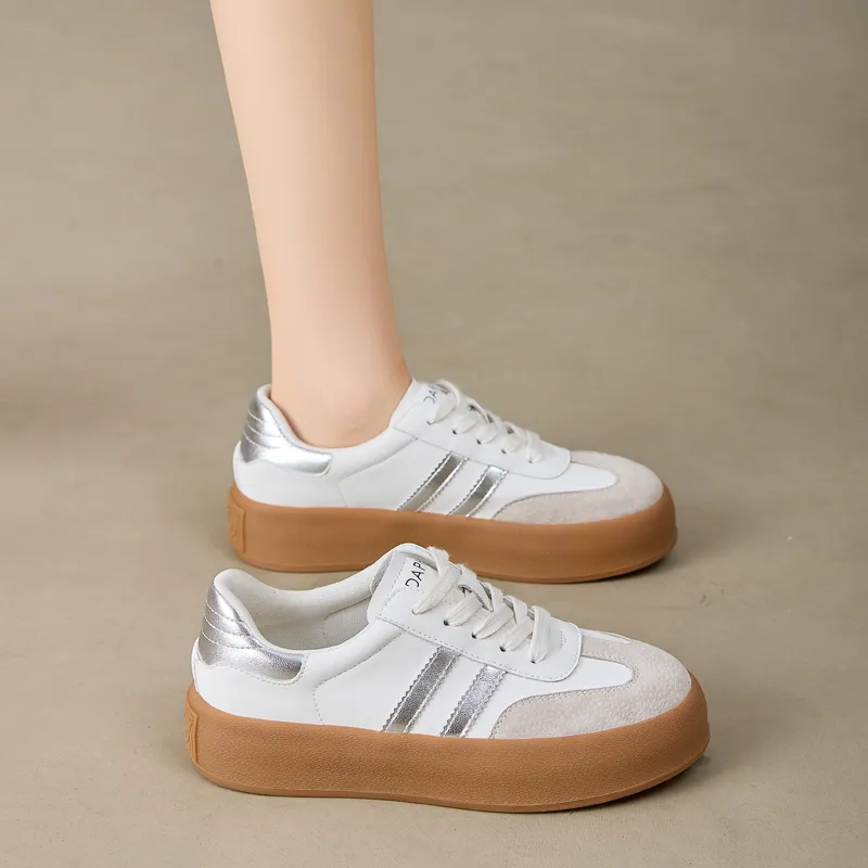 DAPHNE Low Top Skateboard Shoes Women's Silver-5