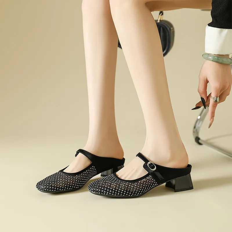 DAPHNE Rubber Sole Slip Resistant Closed Toe Slippers Women's-7