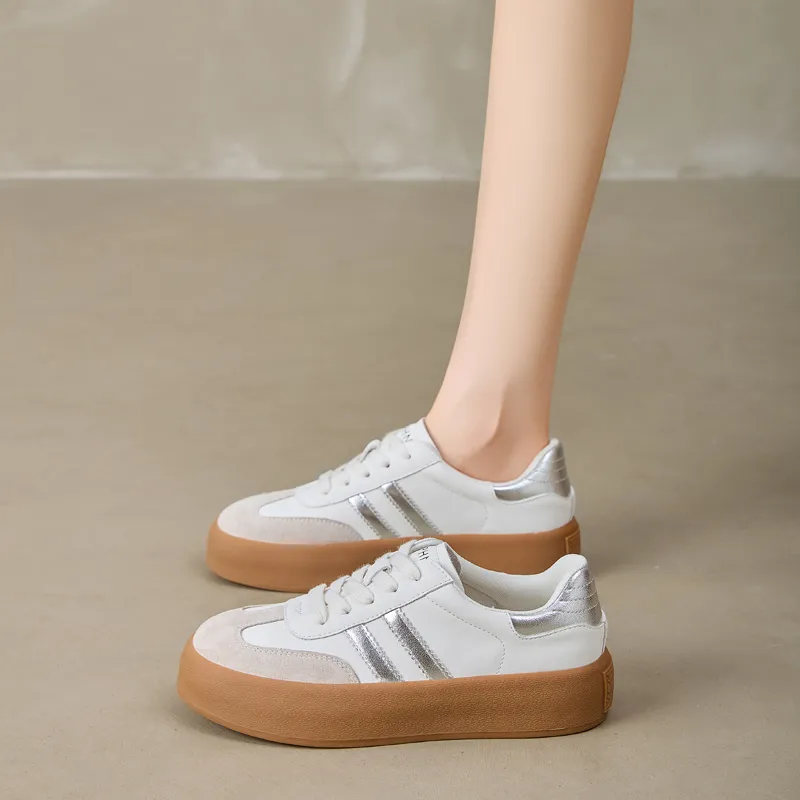 DAPHNE Low Top Skateboard Shoes Women's Silver-3