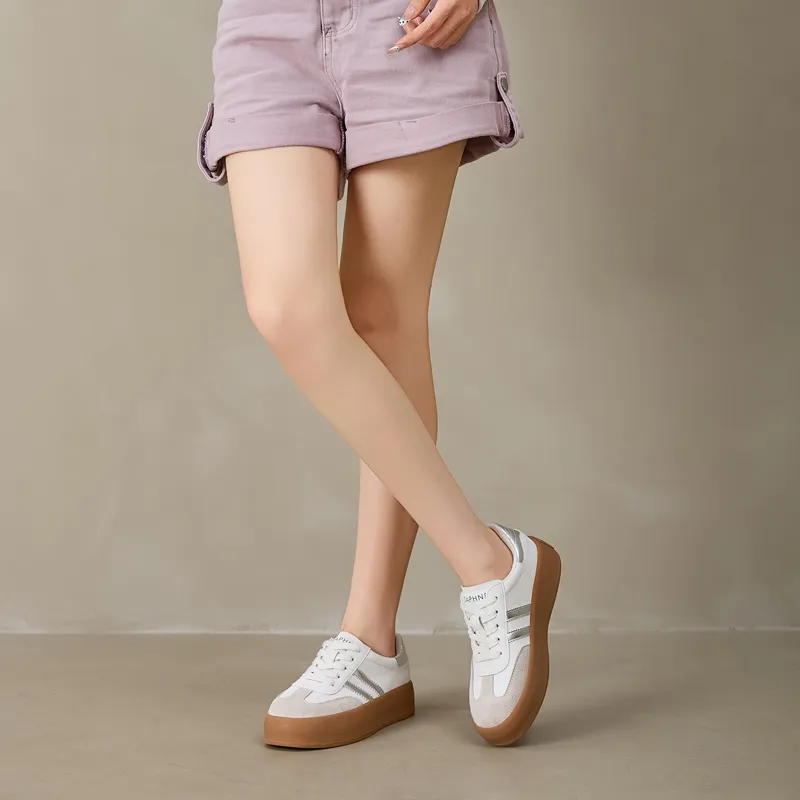 DAPHNE Low Top Skateboard Shoes Women's Silver-2