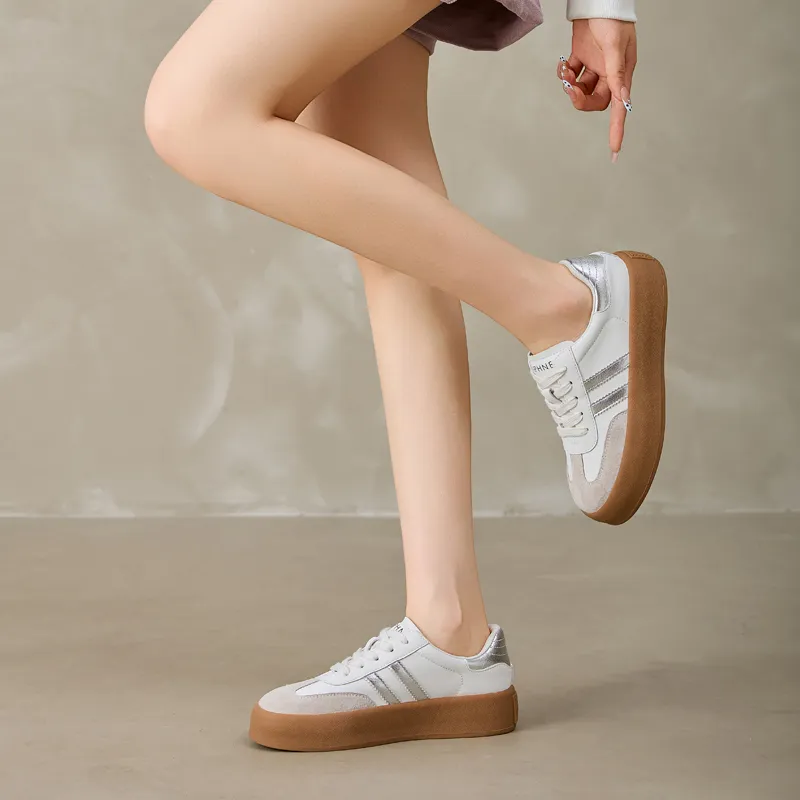 DAPHNE Low Top Skateboard Shoes Women's Silver-1