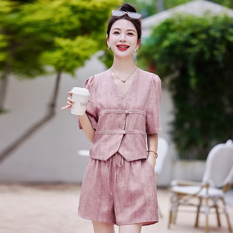 MJ Spring And Summer Casual Suit Women's Pink-2