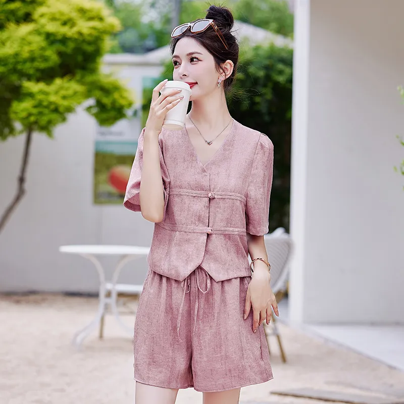 MJ Spring And Summer Casual Suit Women's Pink-4