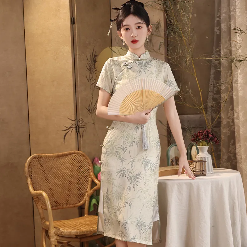 MJ Cheongsams Women's Gray White-5