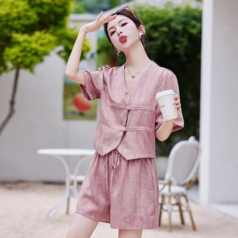 MJ Spring And Summer Casual Suit Women's Pink-3
