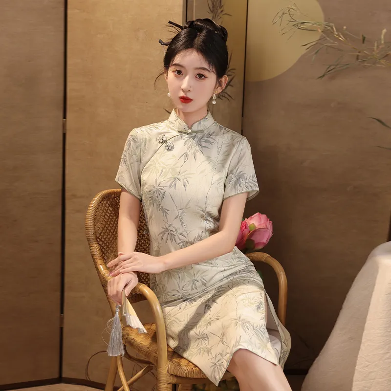 MJ Cheongsams Women's Gray White-3