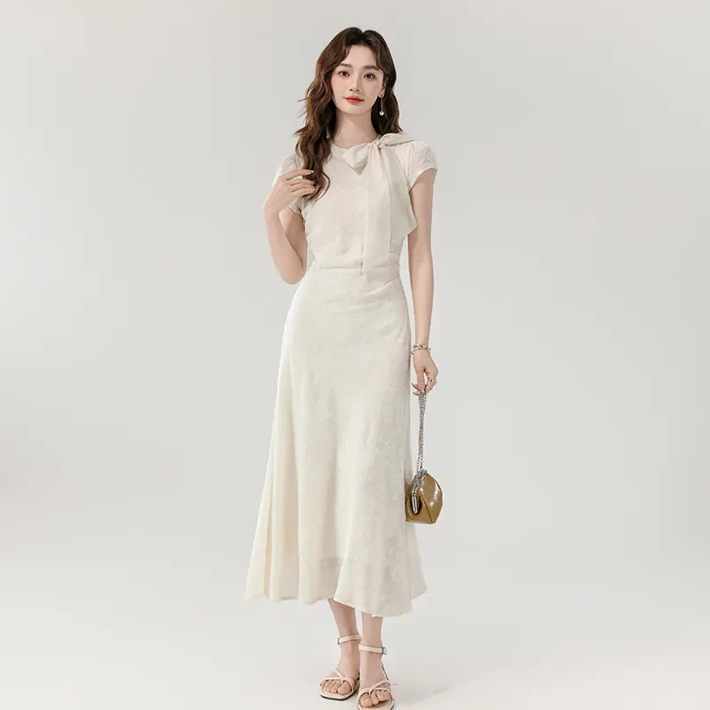 MJ Short Sleeved Dresses Women's White-2