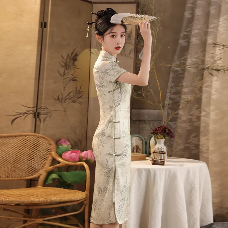 MJ Cheongsams Women's Gray White-4